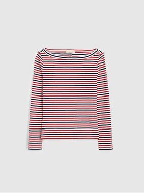 madewell the 90s boatneck tee in compact cotton S deep crimson
